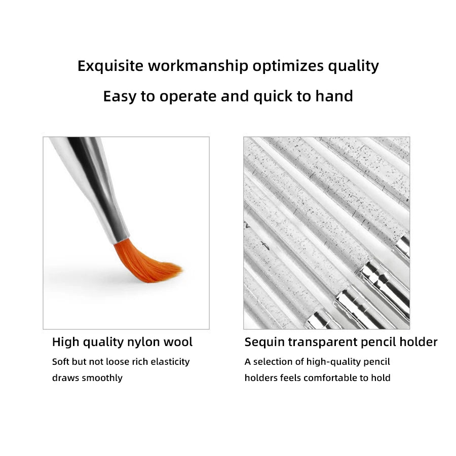 7/11Pcs Uv Gel Nail Brush Set, Poly Extension Gel Brush, Nail Art Tips Builder Brush Nail Painting Brush Pen Set