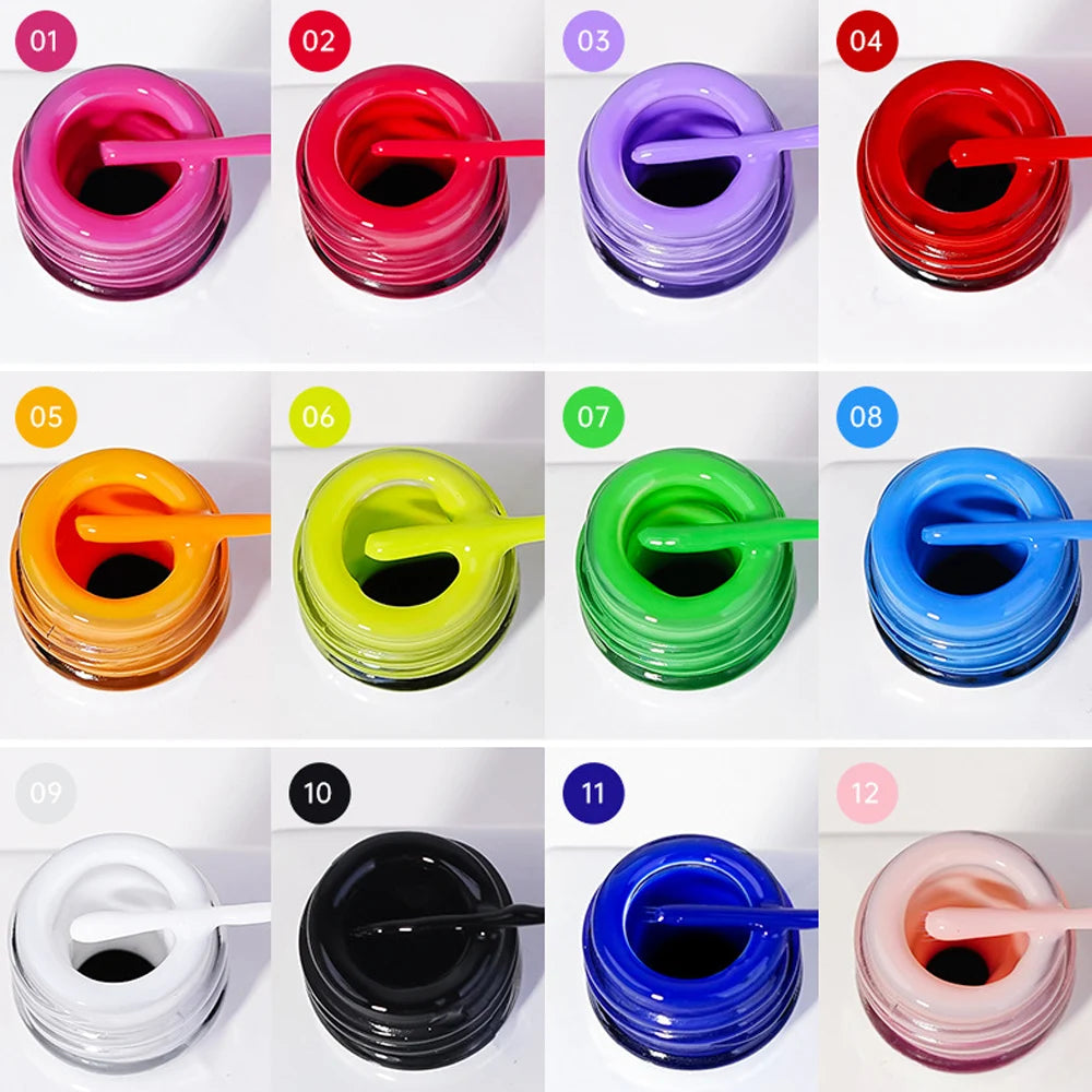 12 Colors/Set Gel Pull Liner Nail Polish Kit UV/LED Gel For DIY Hook Line Manicure Painting Gel Nail Art Supplies Brushed Design