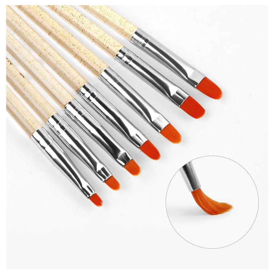 7/11Pcs Uv Gel Nail Brush Set, Poly Extension Gel Brush, Nail Art Tips Builder Brush Nail Painting Brush Pen Set
