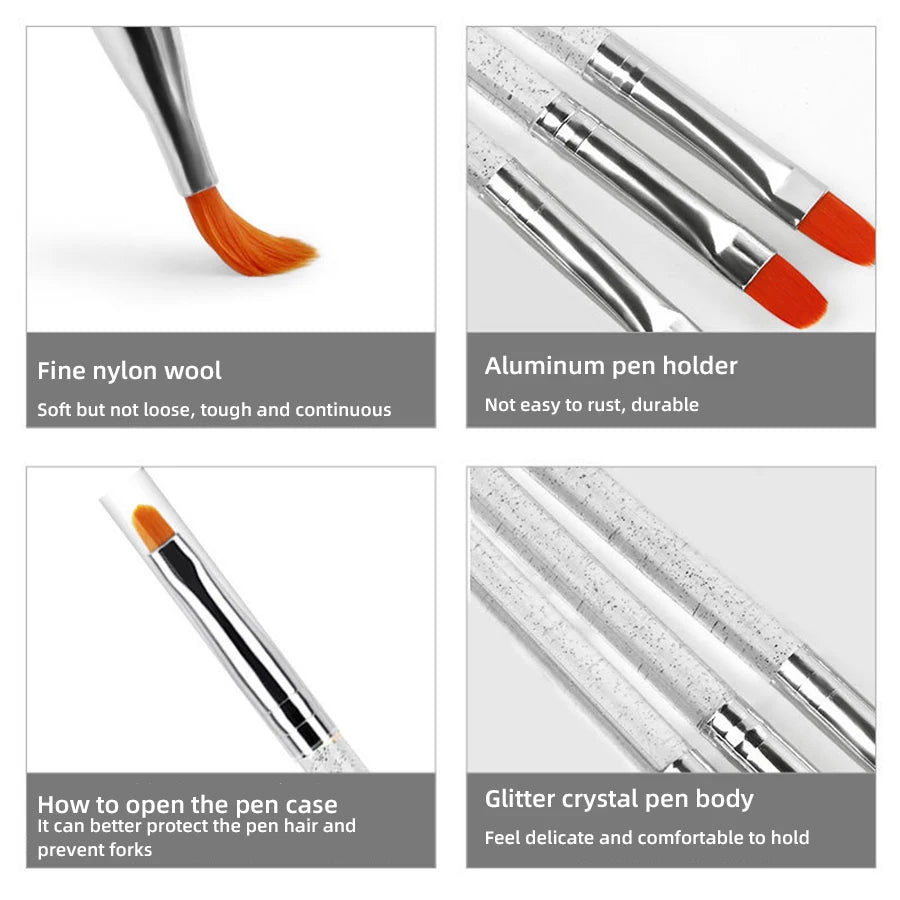 7/11Pcs Uv Gel Nail Brush Set, Poly Extension Gel Brush, Nail Art Tips Builder Brush Nail Painting Brush Pen Set