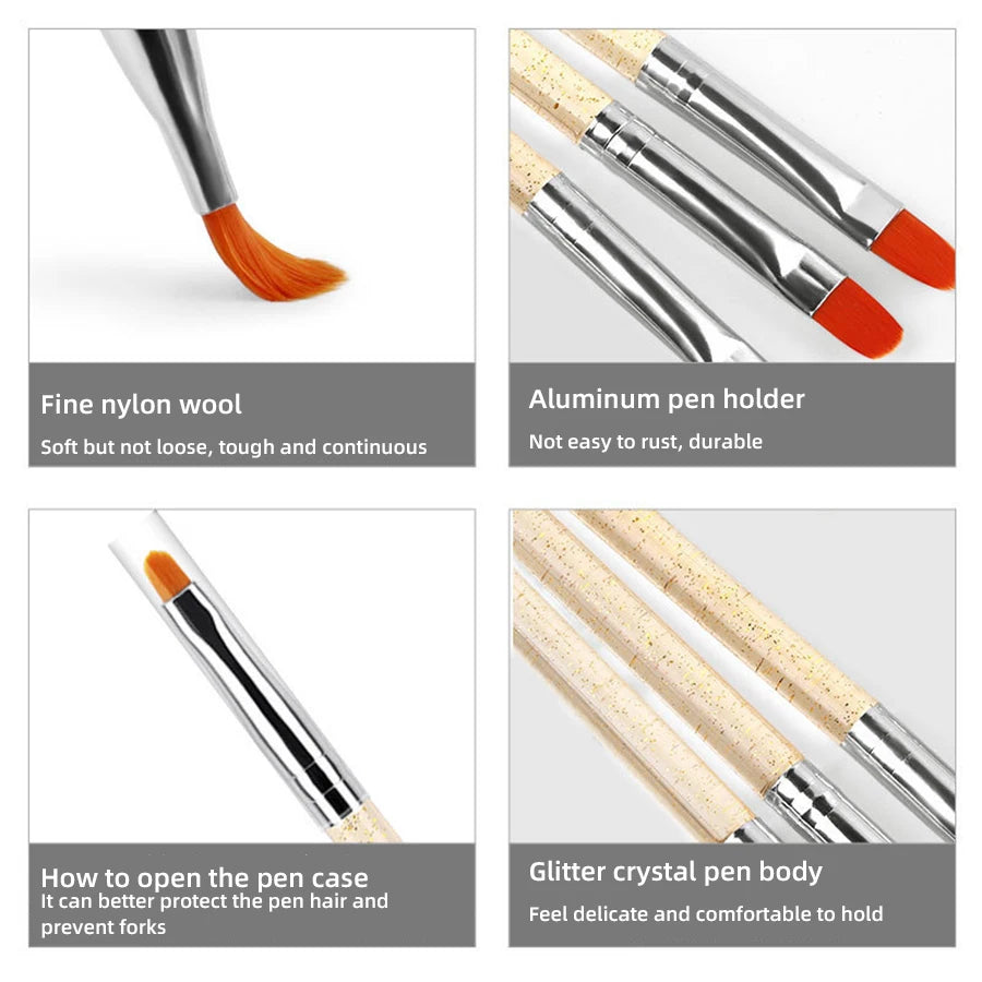 7/11Pcs Uv Gel Nail Brush Set, Poly Extension Gel Brush, Nail Art Tips Builder Brush Nail Painting Brush Pen Set