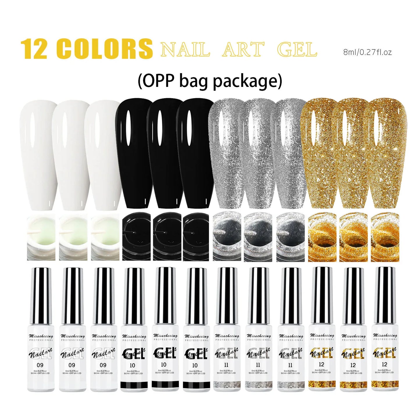 12 Colors/Set Gel Pull Liner Nail Polish Kit UV/LED Gel For DIY Hook Line Manicure Painting Gel Nail Art Supplies Brushed Design
