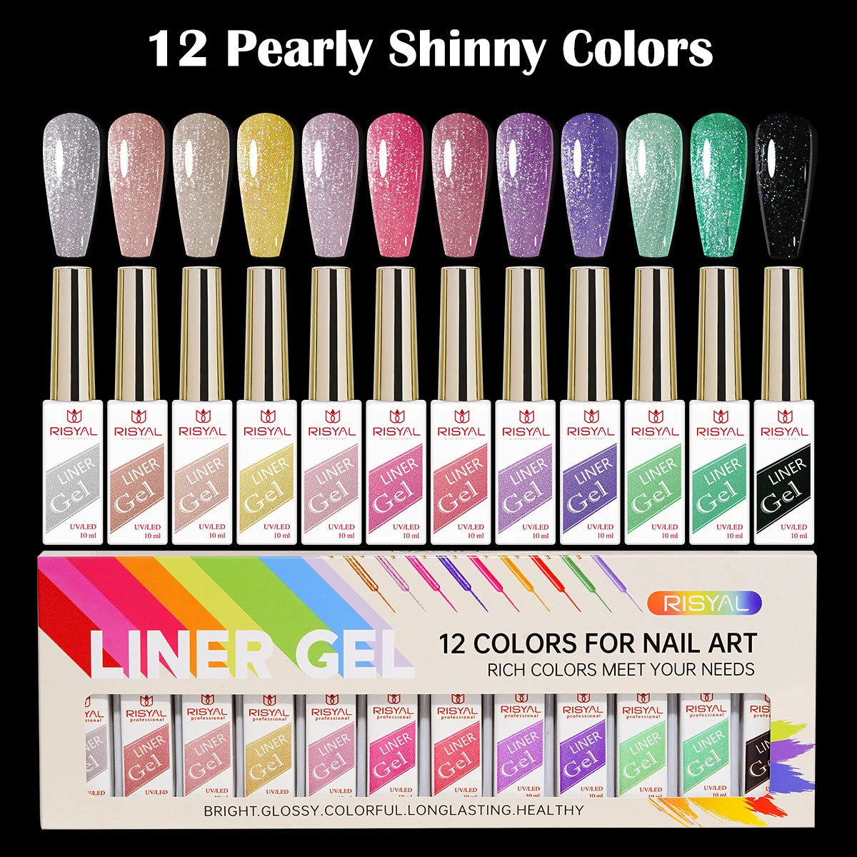 12 Colors/Set Gel Pull Liner Nail Polish Kit UV/LED Gel For DIY Hook Line Manicure Painting Gel Nail Art Supplies Brushed Design