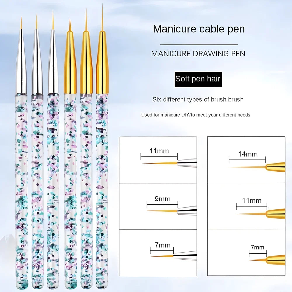 7/11Pcs Uv Gel Nail Brush Set, Poly Extension Gel Brush, Nail Art Tips Builder Brush Nail Painting Brush Pen Set