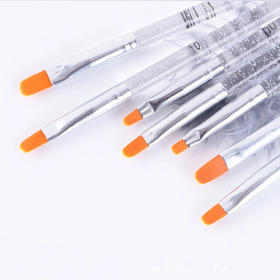 7/11Pcs Uv Gel Nail Brush Set, Poly Extension Gel Brush, Nail Art Tips Builder Brush Nail Painting Brush Pen Set